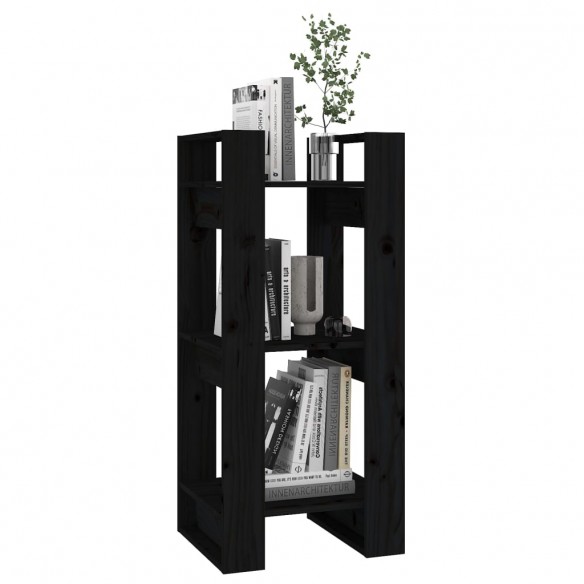 Bibliothèque/Séparateur de pièce Noir 41x35x91 cm Pin solide