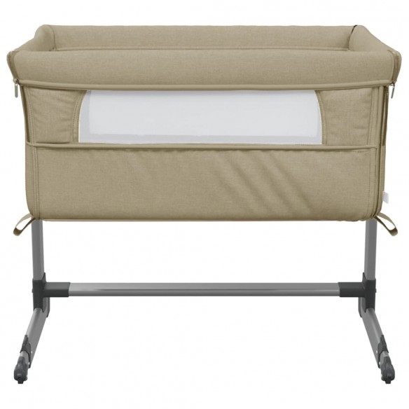 Lit pour bébé avec matelas Taupe Tissu de lin