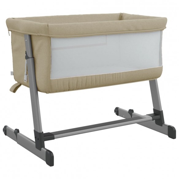 Lit pour bébé avec matelas Taupe Tissu de lin