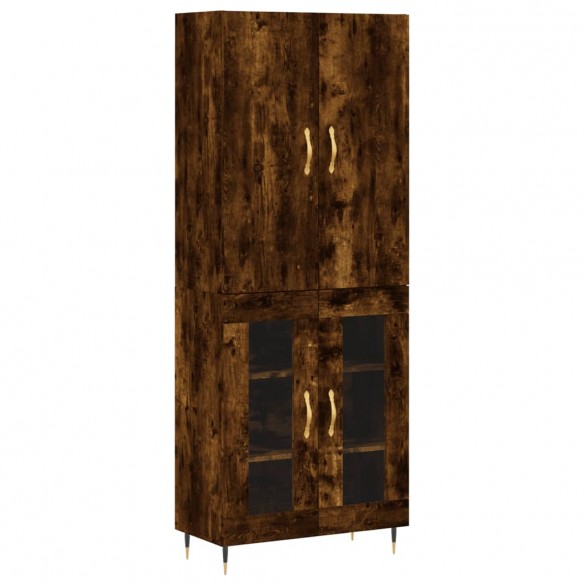 Buffet haut Chêne fumé 69,5x34x180 cm Bois d'ingénierie