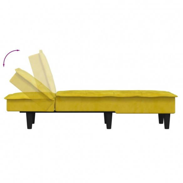 Chaise longue jaune velours