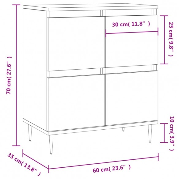 Buffet Sonoma gris 60x35x70 cm Bois d'ingénierie