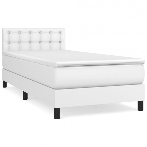 Cadre de lit avec matelas Blanc 100x200cm Similicuir