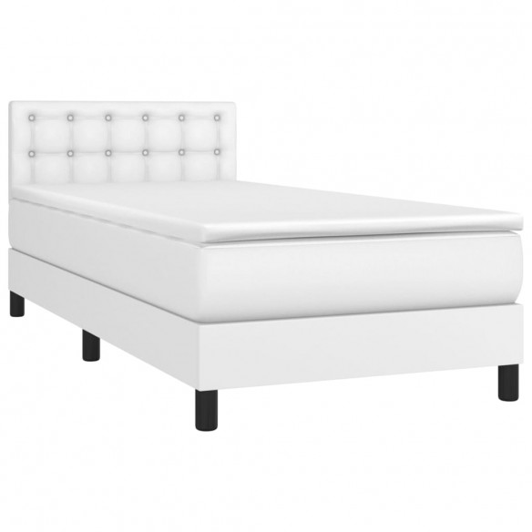 Cadre de lit avec matelas Blanc 100x200cm Similicuir