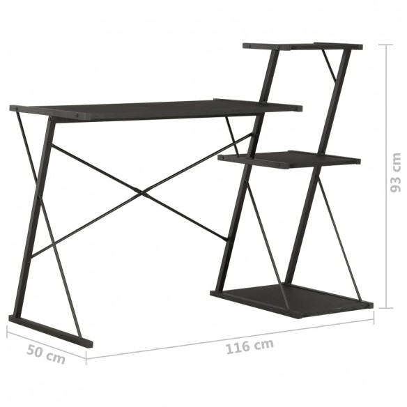 Bureau avec étagère Noir 116x50x93 cm