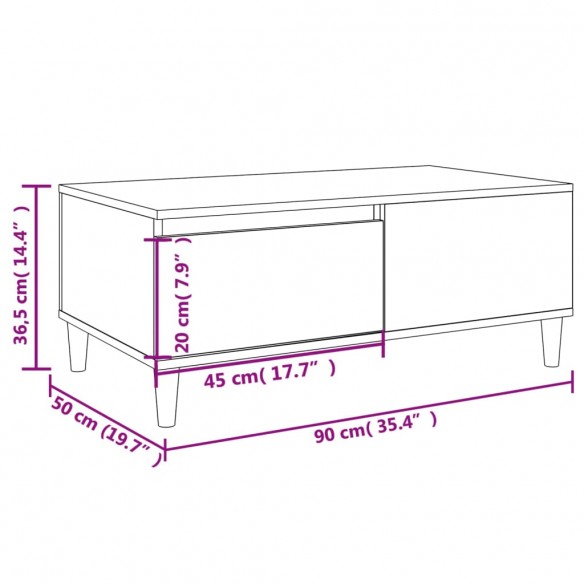 Table basse Noir 90x50x36,5 cm Bois d'ingénierie