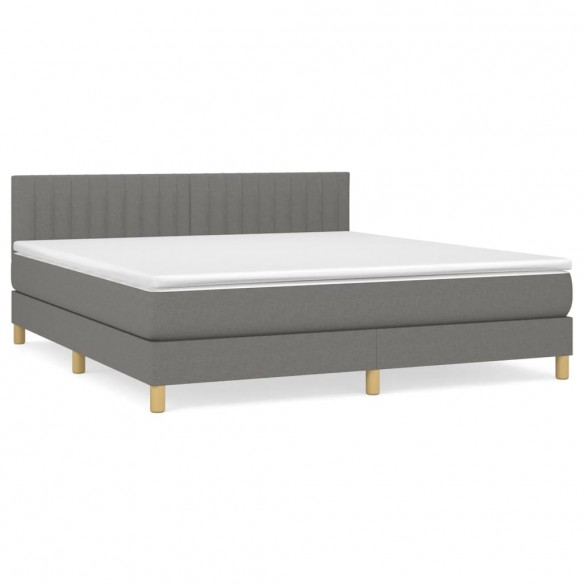 Cadre de lit avec matelas Gris foncé 160x200cm Tissu