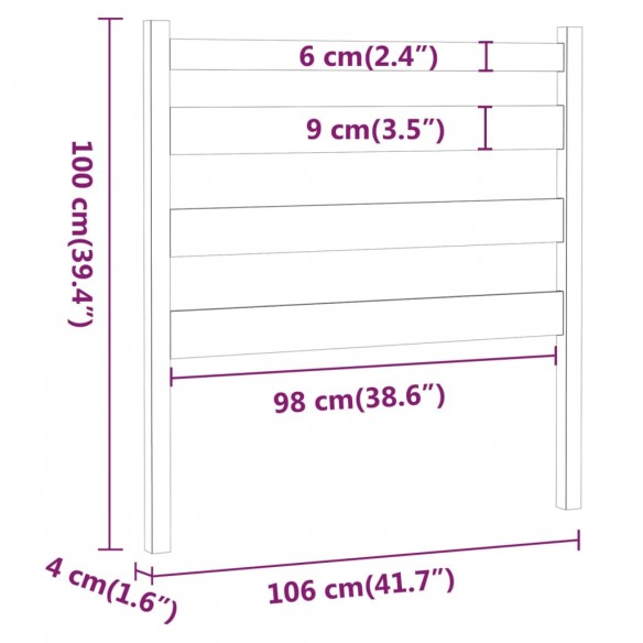 Tête de lit Blanc 106x4x100 cm Bois massif de pin