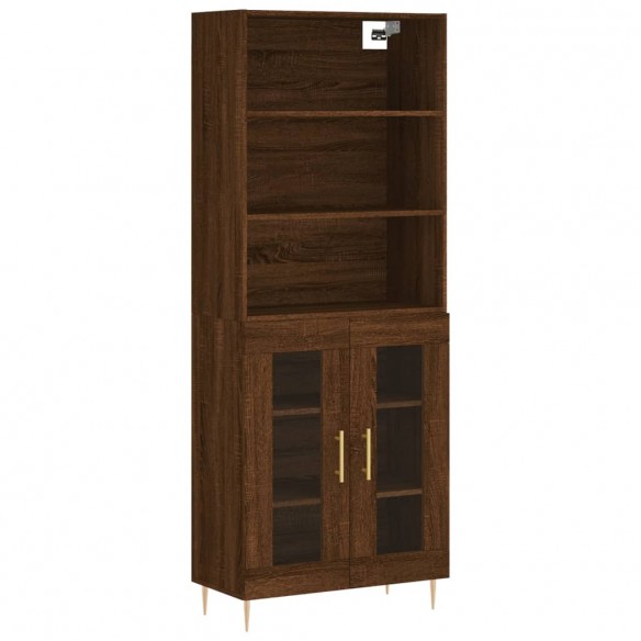 Buffet haut Chêne marron 69,5x34x180 cm Bois d'ingénierie