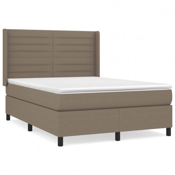 Cadre de lit avec matelas Taupe 140x200 cm Tissu