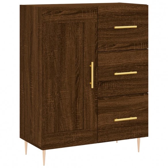 Buffet haut Chêne marron 69,5x34x180 cm Bois d'ingénierie