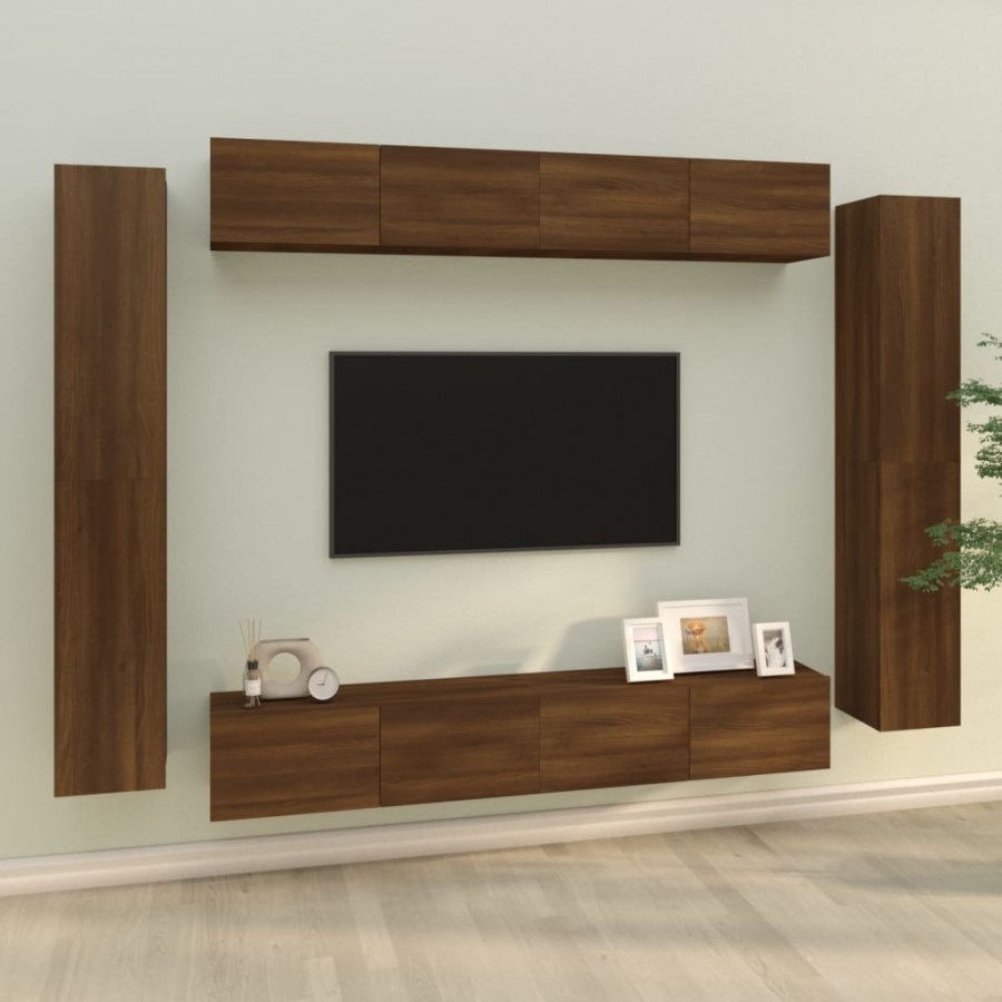 Ensemble de meubles TV 8 pcs Chêne marron Bois d'ingénierie