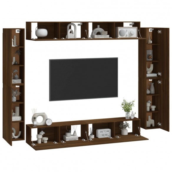 Ensemble de meubles TV 8 pcs Chêne marron Bois d'ingénierie