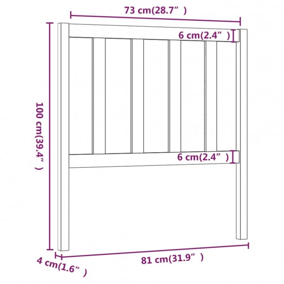 Tête de lit 81x4x100 cm Bois massif de pin