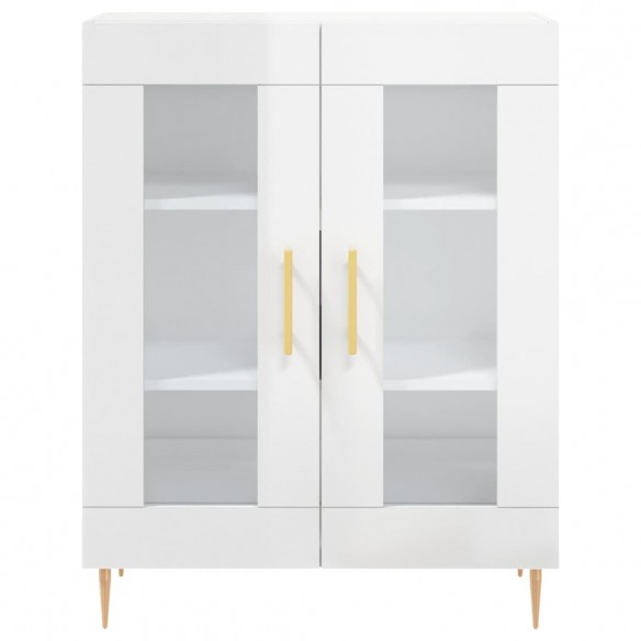 Buffet Blanc brillant 69,5x34x90 cm Bois d'ingénierie