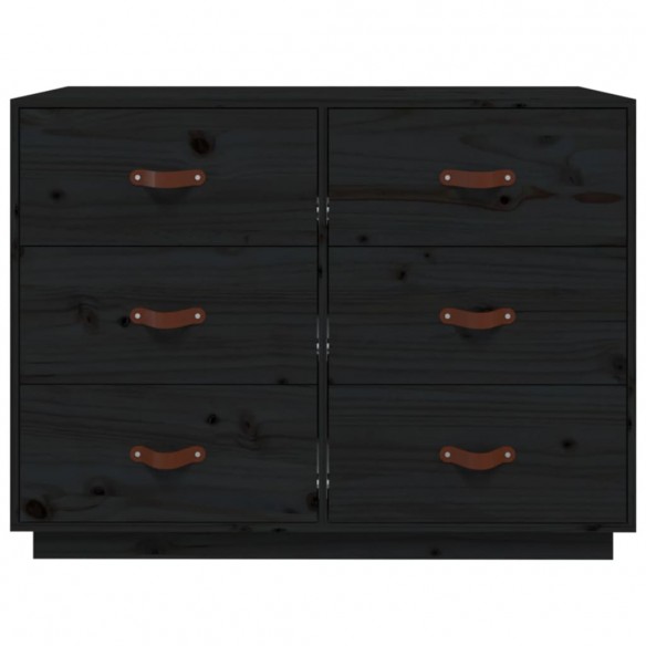 Buffet Noir 100x40x75 cm Bois massif de pin