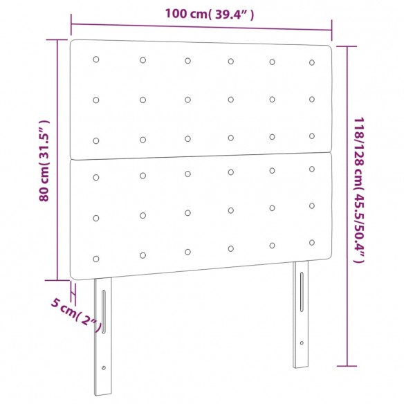 Tête de lit à LED Blanc 100x5x118/128 cm Similicuir