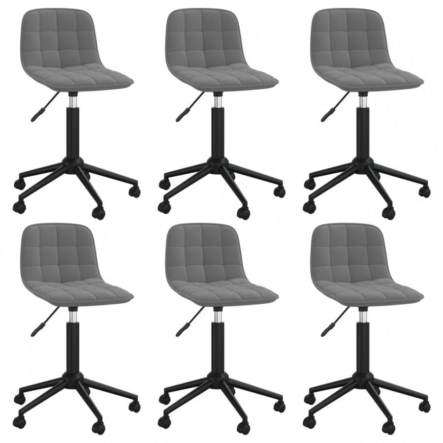 Chaises pivotantes à manger lot de 6 gris foncé velours