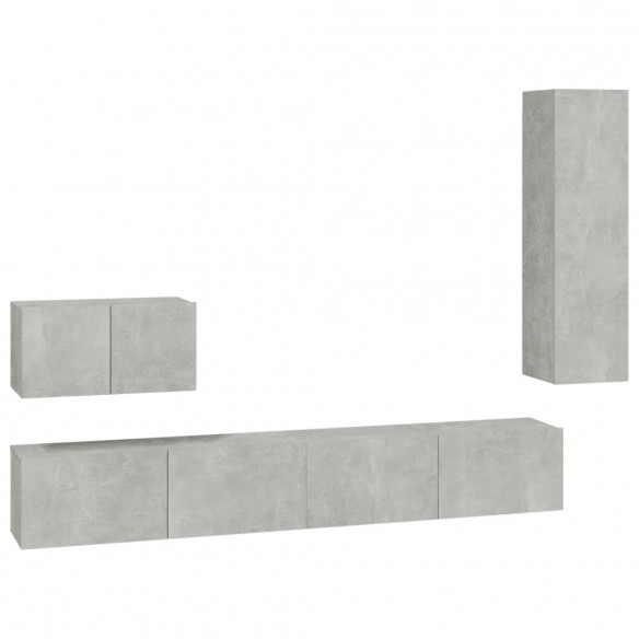 Ensemble de meubles TV 4 pcs Gris béton Bois d'ingénierie