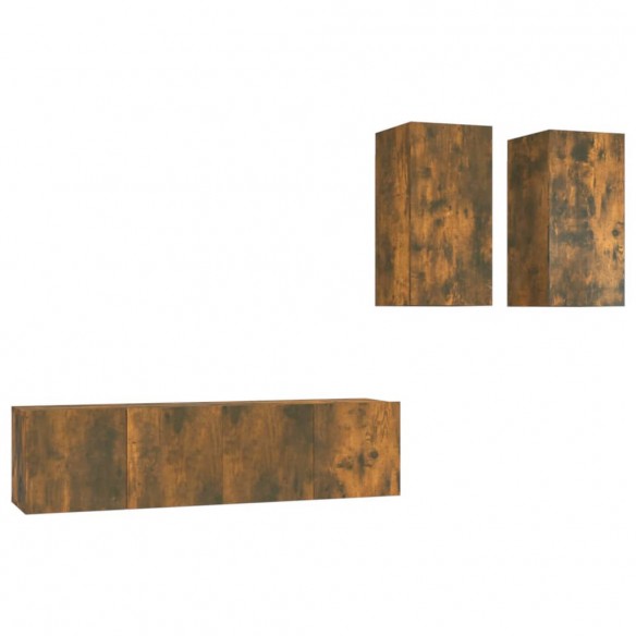 Ensemble de meubles TV 4 pcs Chêne fumé Bois d'ingénierie