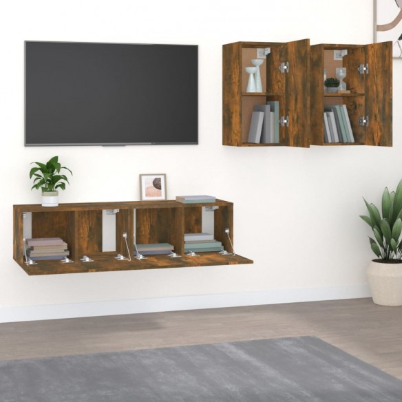 Ensemble de meubles TV 4 pcs Chêne fumé Bois d'ingénierie