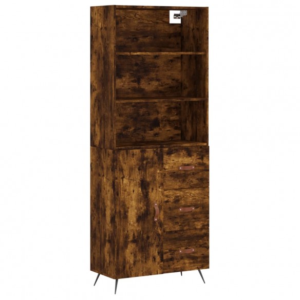 Buffet haut Chêne fumé 69,5x34x180 cm Bois d'ingénierie