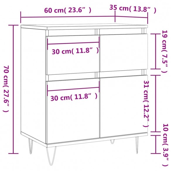 Buffet Blanc 60x35x70 cm Bois d'ingénierie