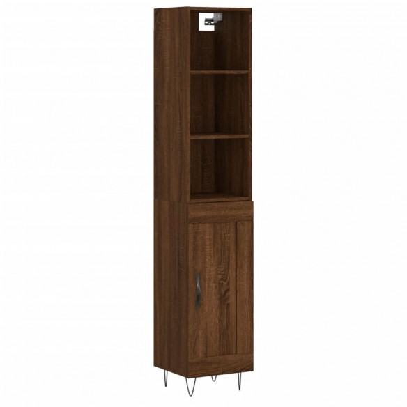 Buffet haut Chêne marron 34,5x34x180 cm Bois d'ingénierie