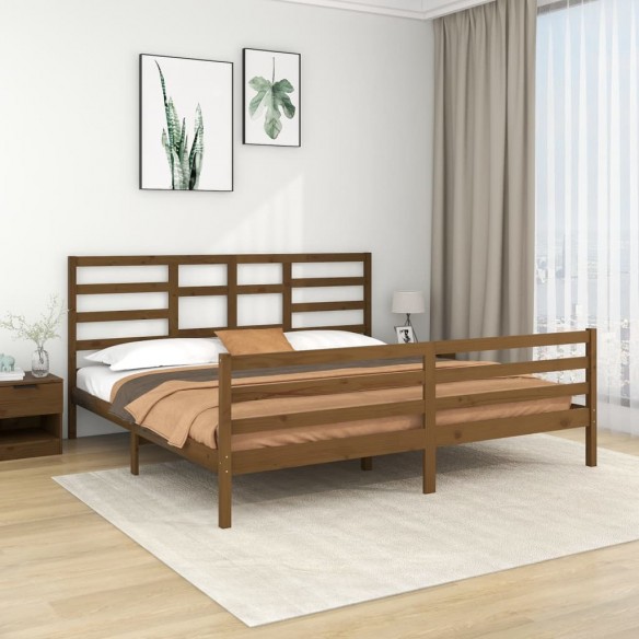 Cadre de lit Marron miel Bois massif 200x200 cm