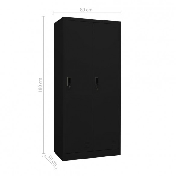 Garde-robe Noir 80x50x180 cm Acier