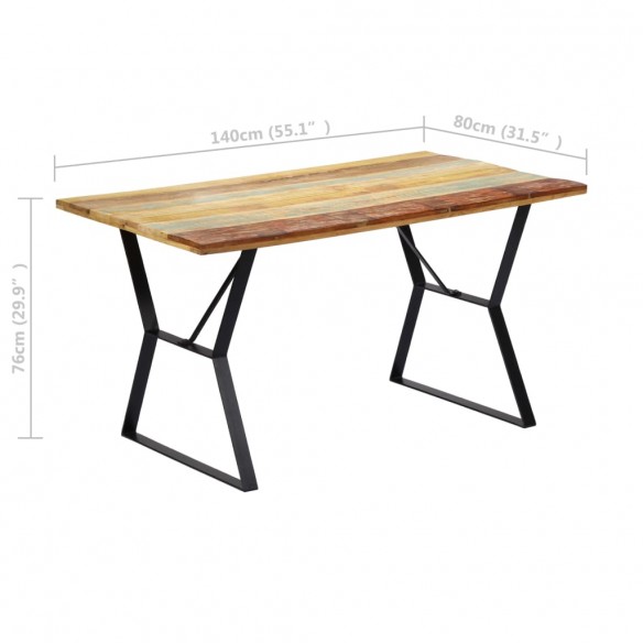 Table de salle à manger 140x80x76cm Bois de récupération massif