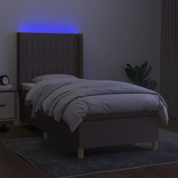 Cadre de lit matelas et LED Taupe 100x200 cm Tissu