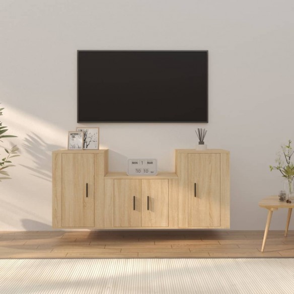 Ensemble de meubles TV 3 pcs Chêne sonoma Bois d'ingénierie