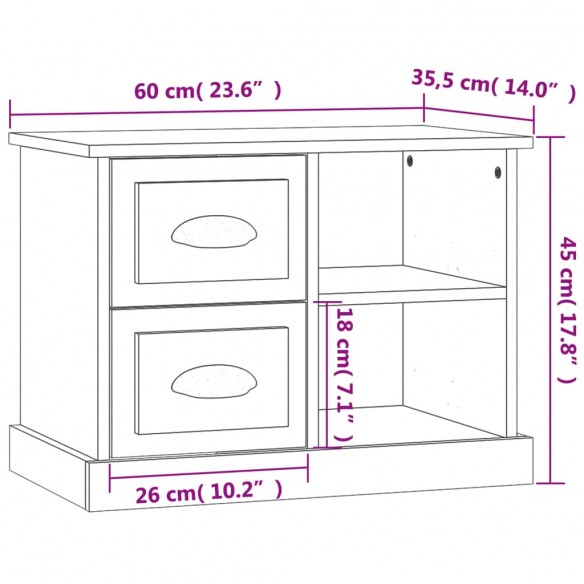 Table de chevet blanc brillant 60x35,5x45 cm