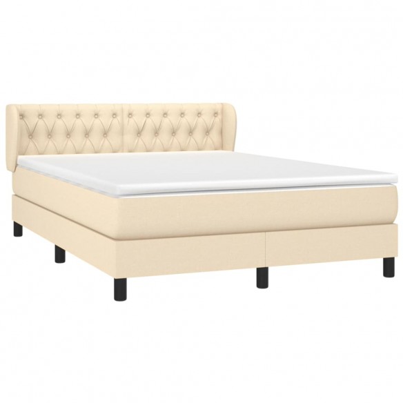 Cadre de lit avec matelas Crème 140x190 cm Tissu