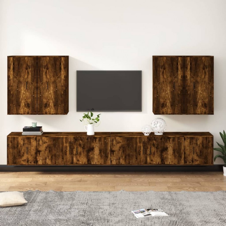 Ensemble de meubles TV 8 pcs Chêne fumé Bois d'ingénierie