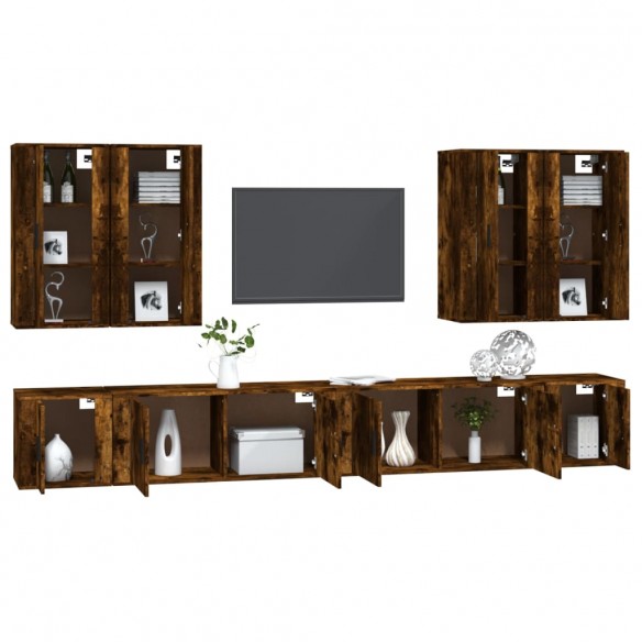 Ensemble de meubles TV 8 pcs Chêne fumé Bois d'ingénierie