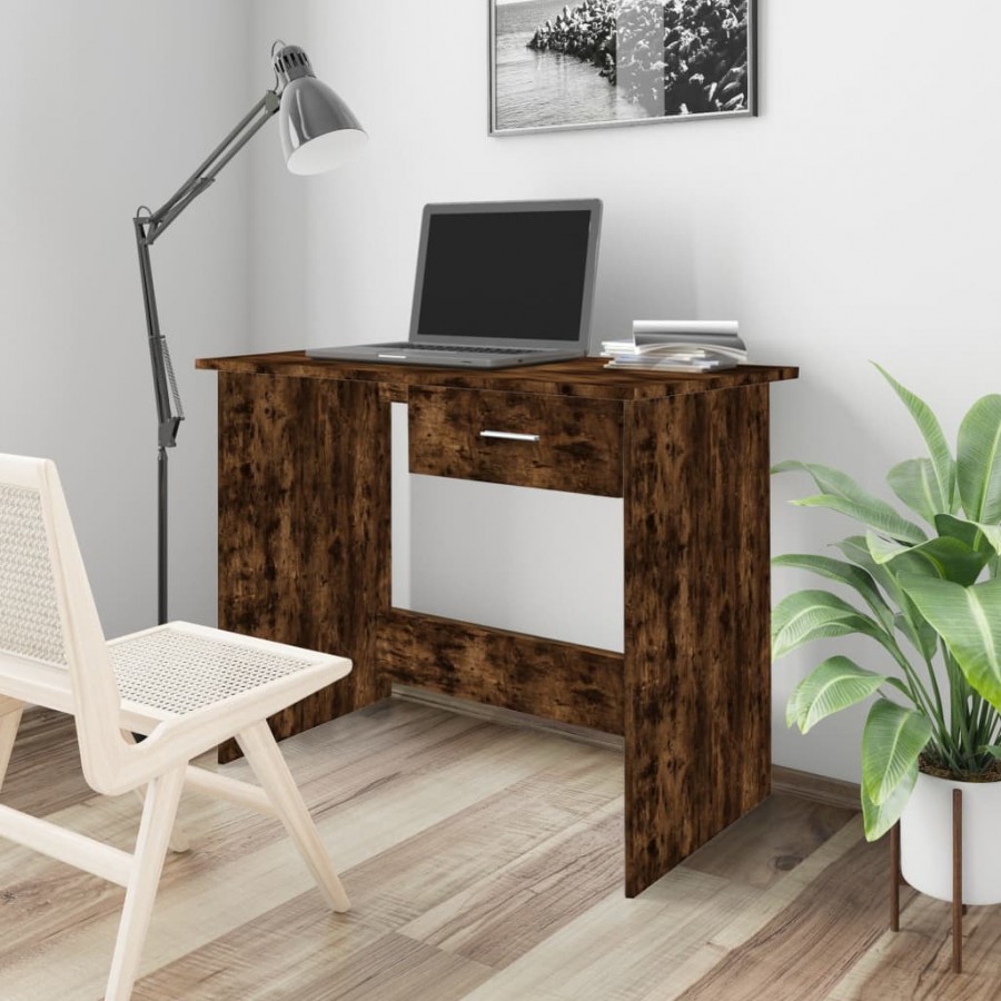 Bureau Chêne fumé 100x50x76 cm Bois d'ingénierie