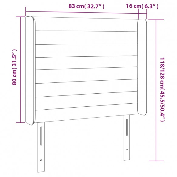 Tête de lit à LED Gris foncé 83x16x118/128 cm Tissu