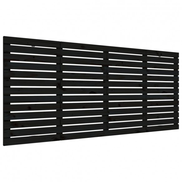 Tête de lit murale Noir 206x3x91,5 cm Bois massif de pin