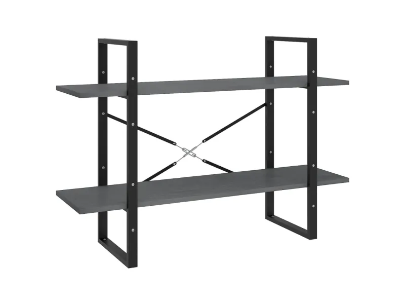 Bibliothèque à 2 niveaux Gris 100x30x70 cm Bois de pin massif