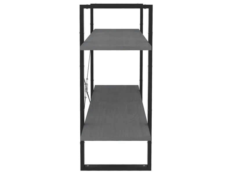 Bibliothèque à 2 niveaux Gris 100x30x70 cm Bois de pin massif