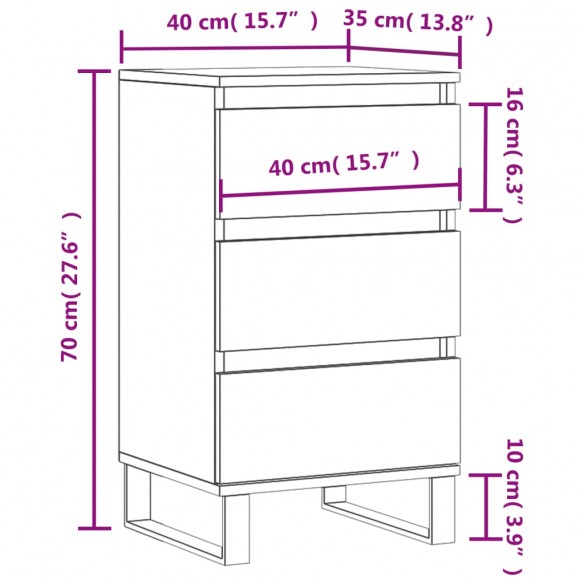 Buffet blanc 40x35x70 cm bois d’ingénierie