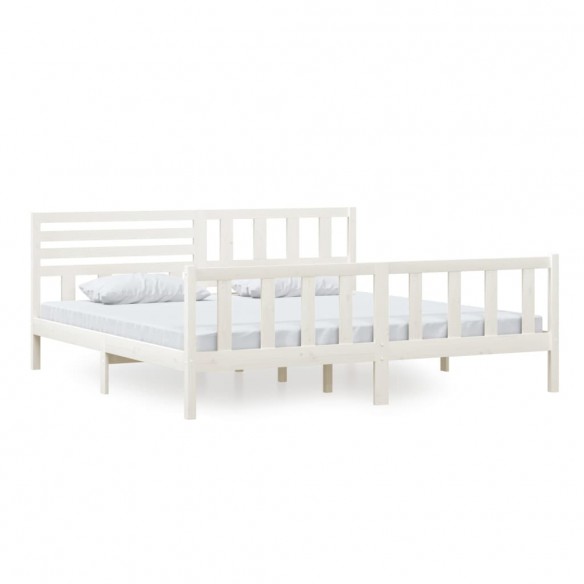 Cadre de lit Blanc Bois massif 200x200 cm