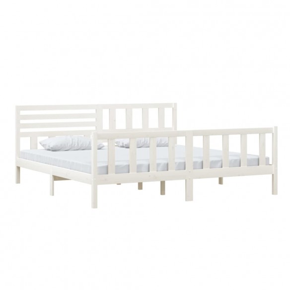 Cadre de lit Blanc Bois massif 200x200 cm