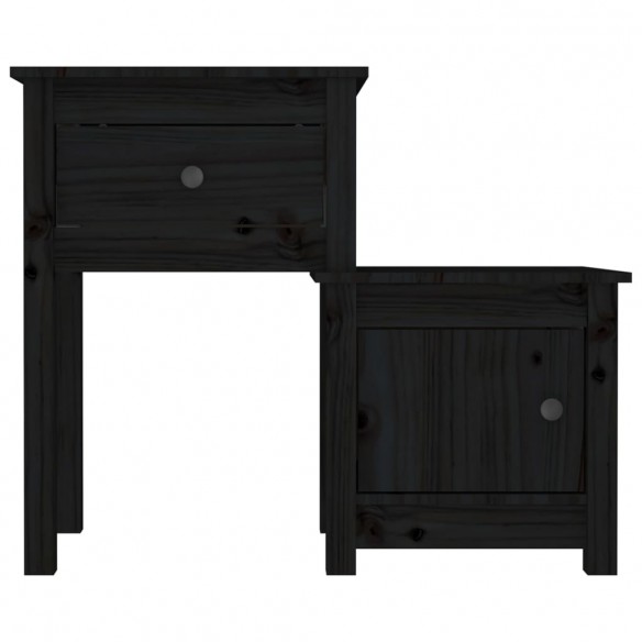 Tables de chevet 2 pcs Noir 79,5x38x65,5 cm Bois de pin massif