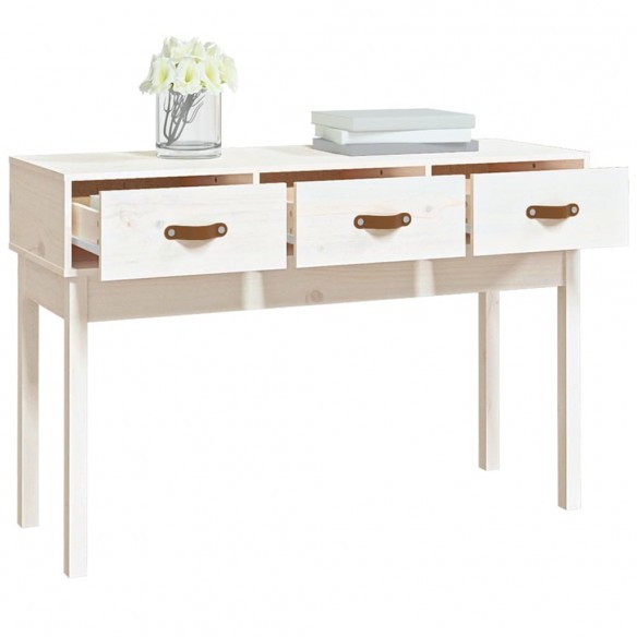 Table console Blanc 114x40x75 cm Bois massif de pin