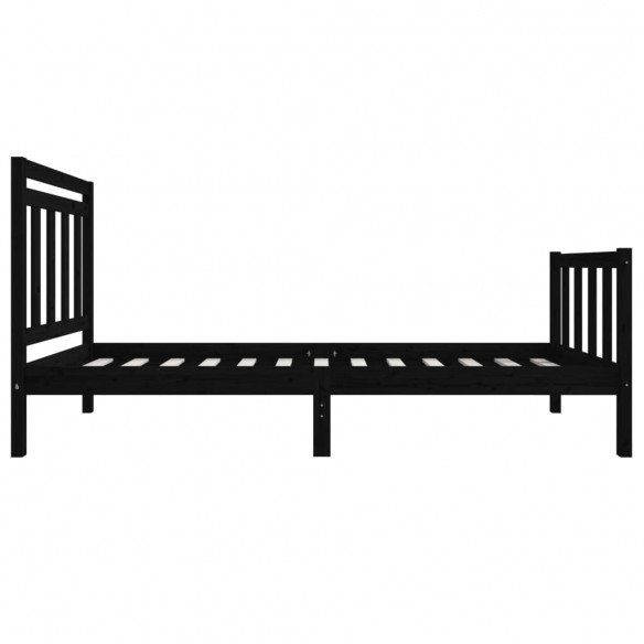 Cadre de lit Noir Bois massif 75x190 cm Petit simple