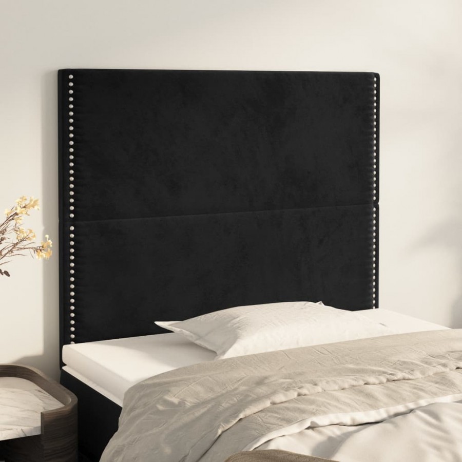 Têtes de lit 2 pcs Noir 100x5x78/88 cm Velours