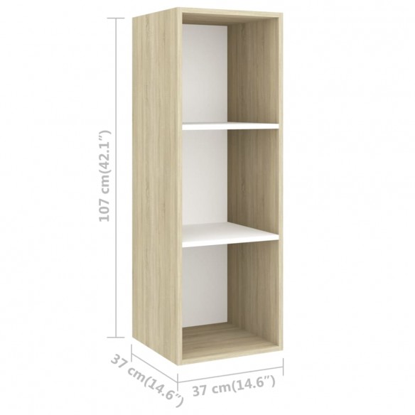 Ensemble de meuble TV 3 pcs Blanc et chêne sonoma Aggloméré